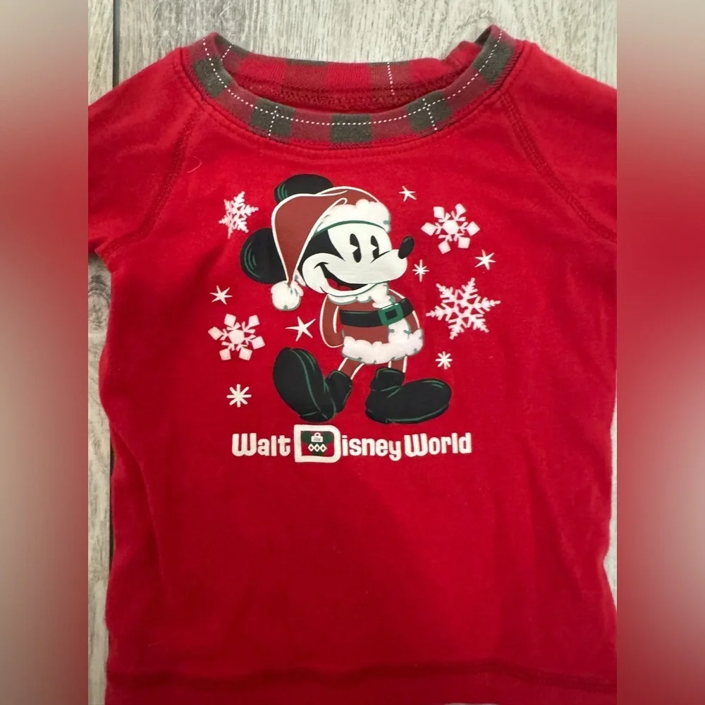 Disney Parks Kids Red Holiday Mickey  Pajama Set